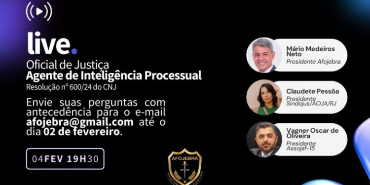 LIVE DA AFOJEBRA NA PRÓXIMA TERÇA-FEIRA DEBATE O OFICIAL DE JUSTIÇA COMO AGENTE DE INTELIGÊNCIA