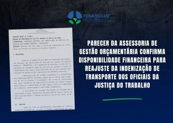PARECER DA ASSESSORIA DE GESTÃO ORÇAMENTÁRIA CONFIRMA DISPONIBILIDADE FINANCEIRA PARA REAJUSTE DA INDENIZAÇÃO DE TRANSPORTE DOS OFICIAIS DA JUSTIÇA DO TRABALHO